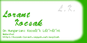 lorant kocsak business card